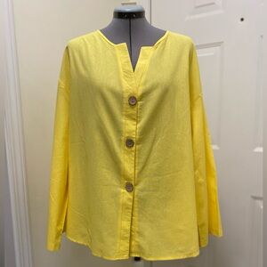 Oversized Yellow Split Neckline 3/4 length sleeve Women’s Blouse/Top size 2XL